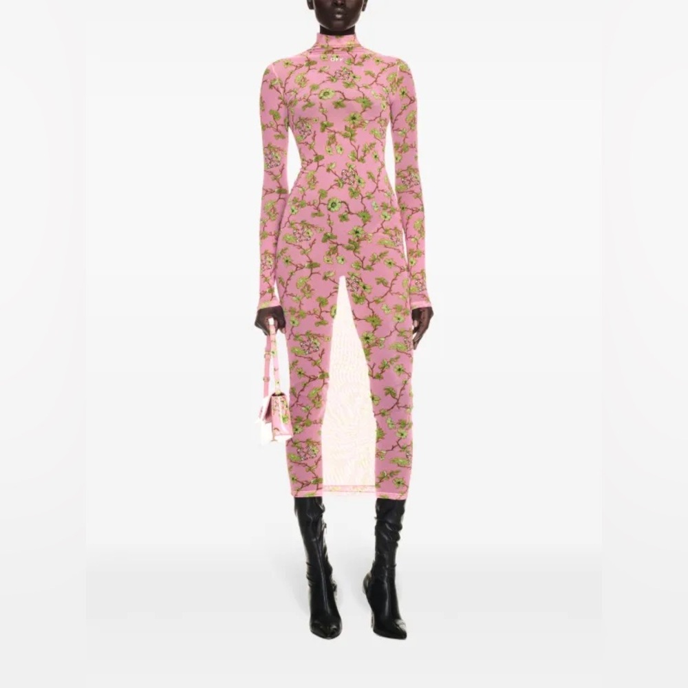 Off-White Pink Ramage Tulle Long Dress